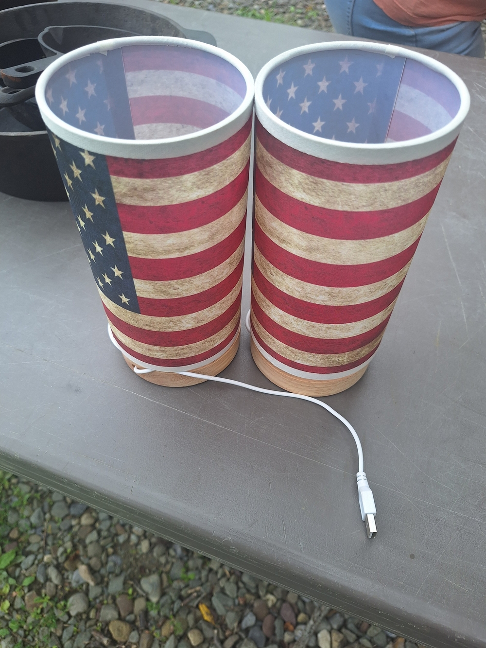 Patriotic American Flag USB LED Table Lamp - Red, White & Blue Usb Plug In Light